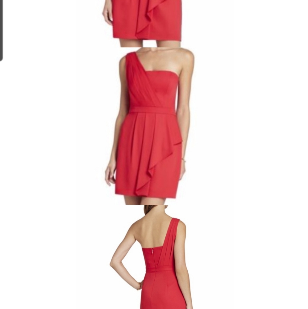 BCBGMaxAzria Vanessa One Shoulder Cascading Ruffle Dress Size 2